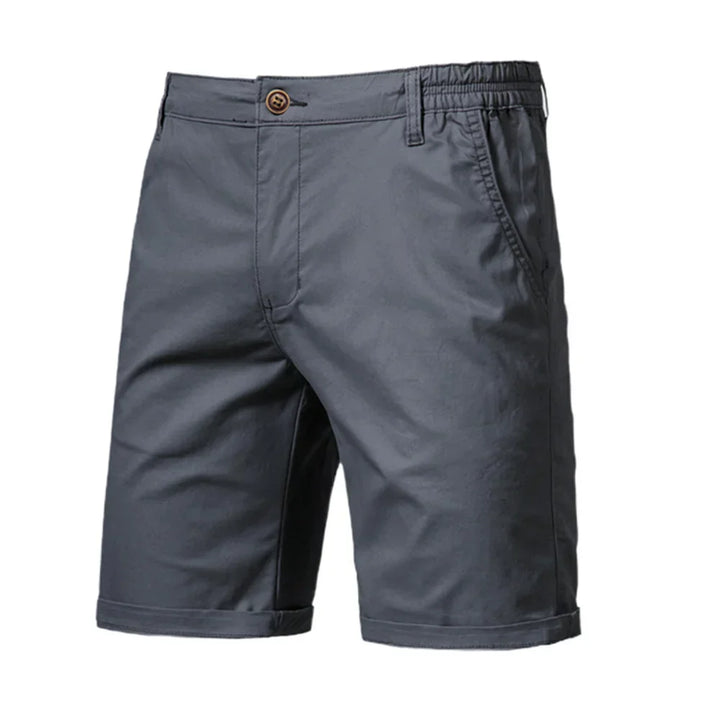 Relaxed men's olive green chino shorts, great for comfortable summer holiday style.