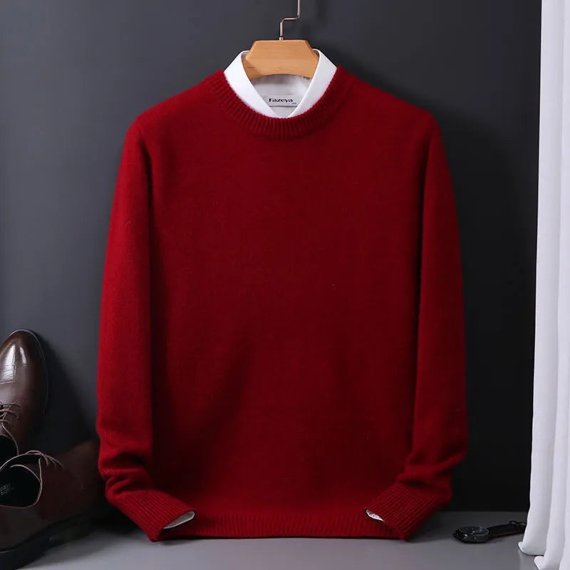 Stylish men's long sleeve pullover sweater, essential warm knitwear for winter fashion