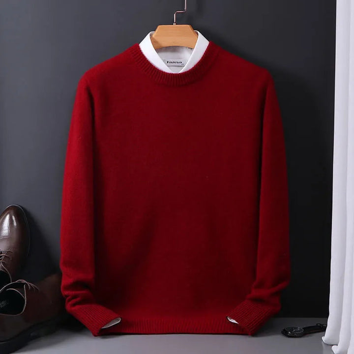 Stylish men's long sleeve pullover sweater, essential warm knitwear for winter fashion