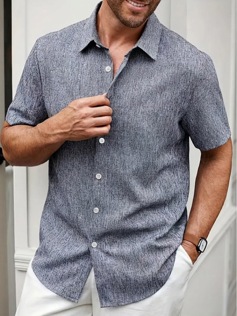 Comfortable men's relaxed fit short sleeve summer shirt, ideal for warm weather outfits.