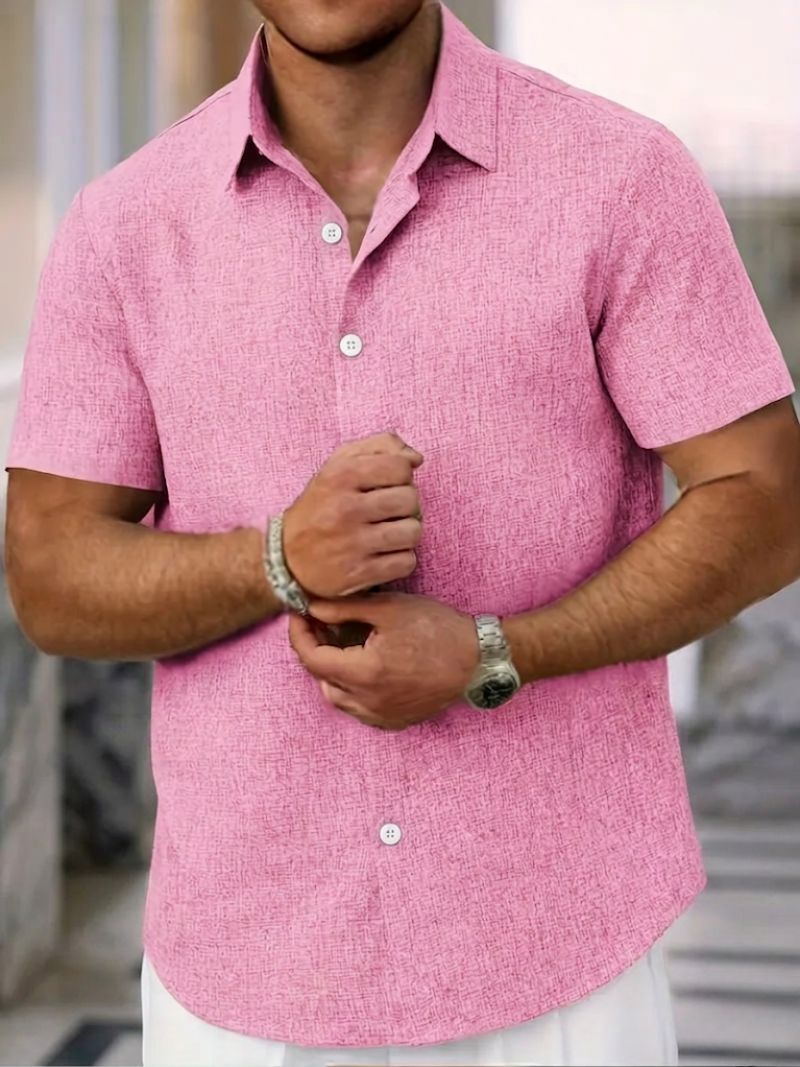 Men's short sleeve casual shirt in a relaxed fit, perfect for warm weather fashion.