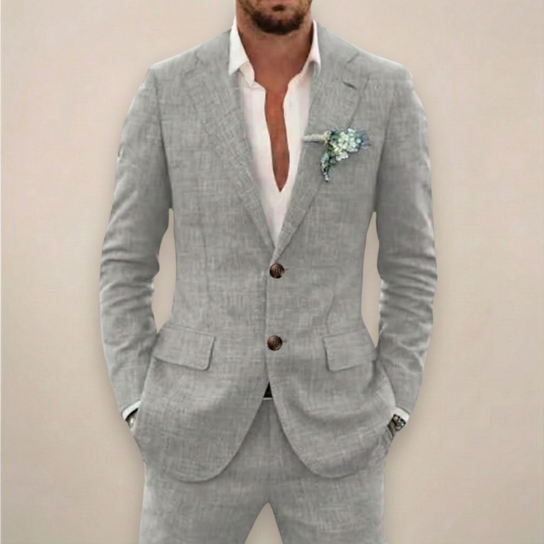 Classic fit single-breasted two-piece suit for men, essential formal wear and mens clothing.