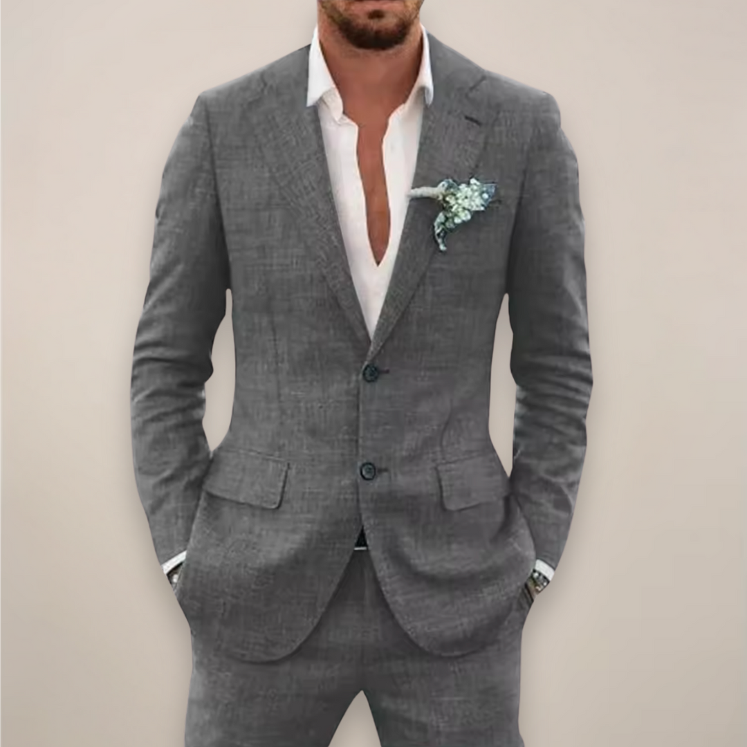 Versatile single-breasted two-piece suit set, great for both formal and casual summer occasions.
