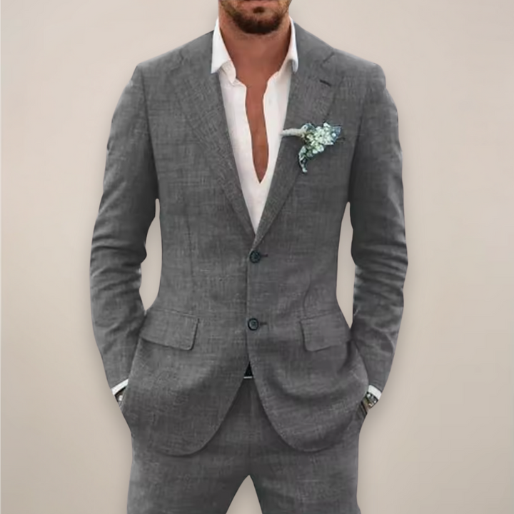 Versatile single-breasted two-piece suit set, great for both formal and casual summer occasions.