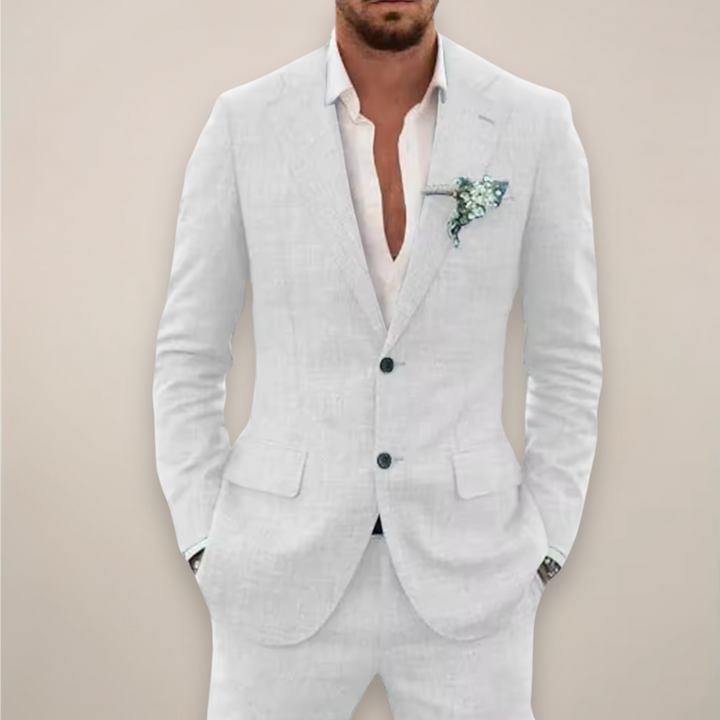 Elegant single-breasted two-piece men's suit, a must-have for event wear and mens apparel.