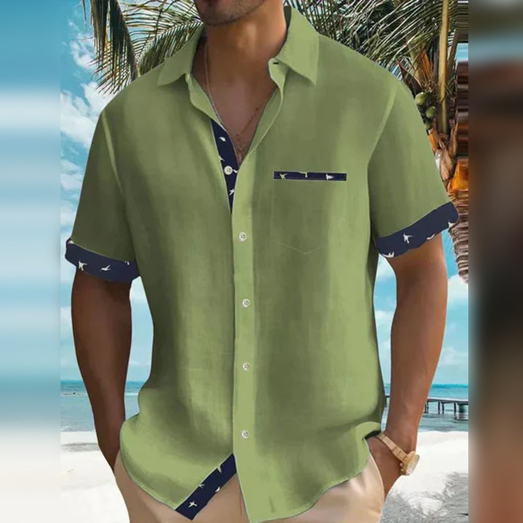 Men's classic slim fit long sleeve button-down shirt, versatile for casual and dress wear, offering comfort.