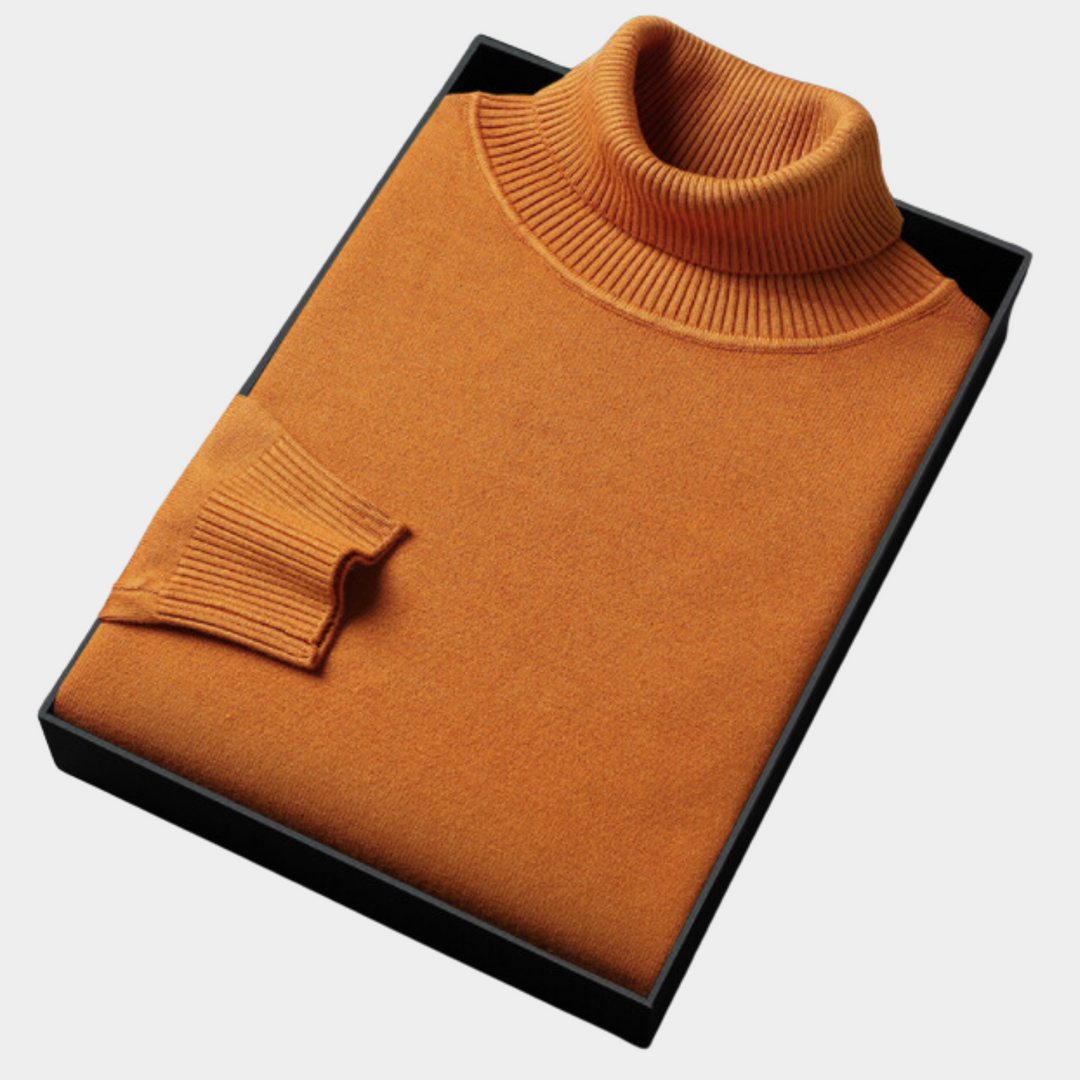 Stylish men's bold navy blue turtleneck sweater, perfect for spring casual wear and classic style