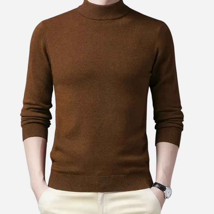 Classic men's stand-collar sweater, ideal for autumn style or winter fashion, providing warmth & a polished look.