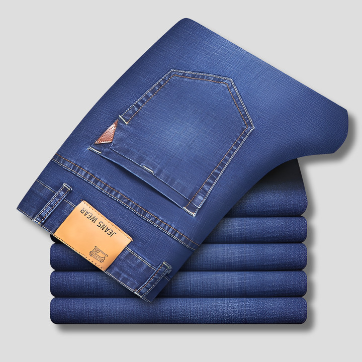 Durable men's straight leg jeans, perfect classic casual pants for everyday wear and lasting comfort.