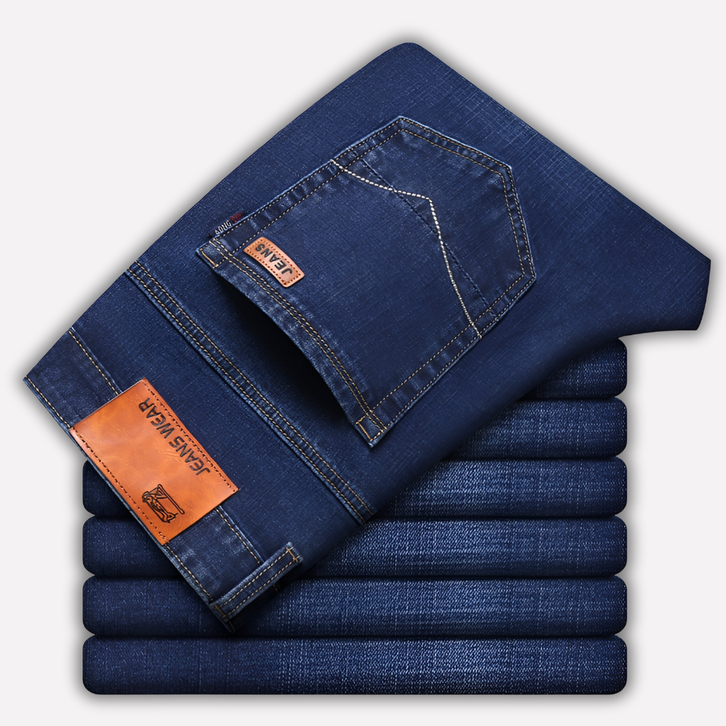 Versatile men's straight leg jeans, a classic apparel bottom offering casual style and relaxed comfort.
