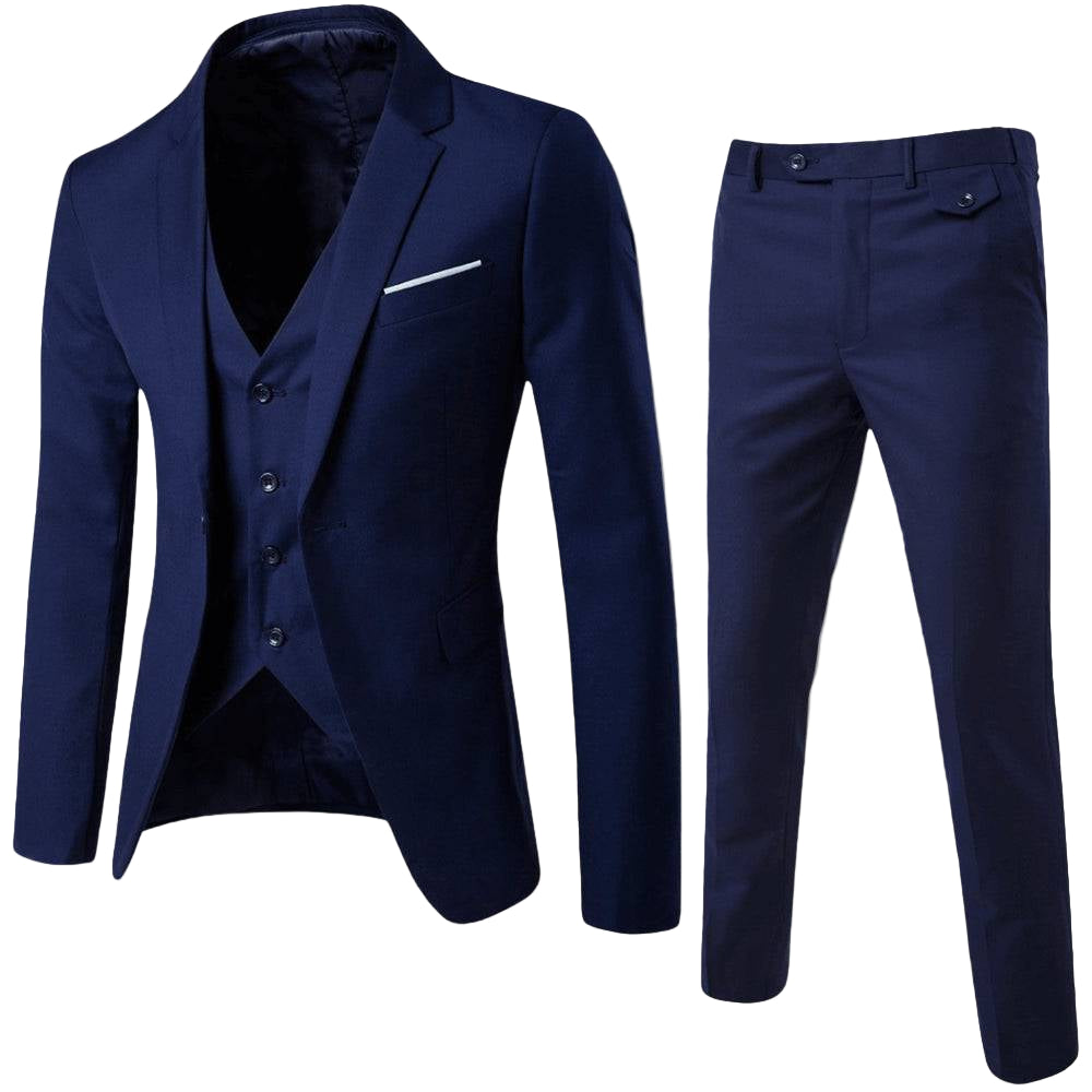 Elegant men's two-piece suit in a spring-appropriate fabric, ideal for weddings or formal events.