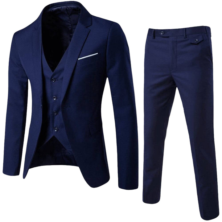 Elegant men's two-piece suit in a spring-appropriate fabric, ideal for weddings or formal events.