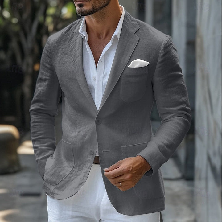 Versatile men's tailored summer blazer. Achieve a sleek, elegant, or smart casual look with this classic jacket.