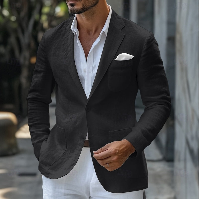 Sophisticated men's tailored fit summer blazer. Lightweight and elegant, perfect for classic formal or party wear.