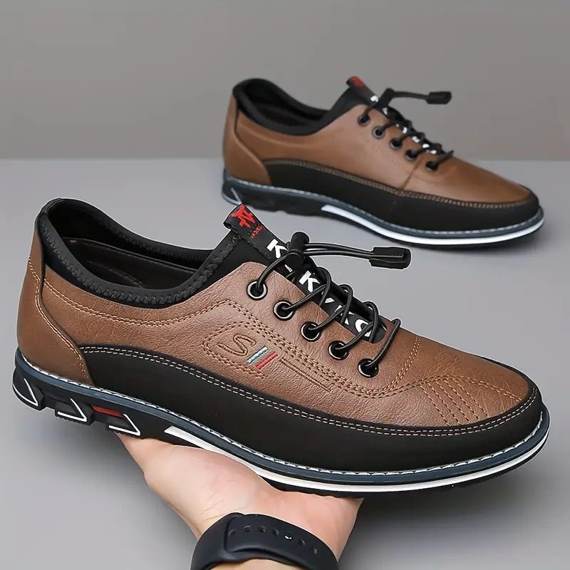 Classic black men's Oxford shoes in PU leather, designed for comfort and a polished, professional look.