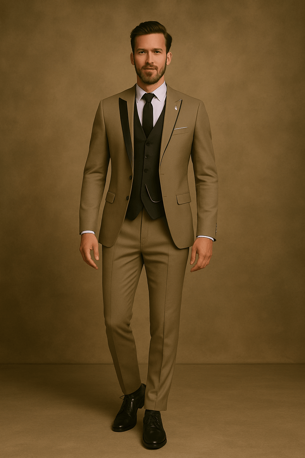 Men's spring formal suit featuring a classic cut, suitable for elegant events and weddings.