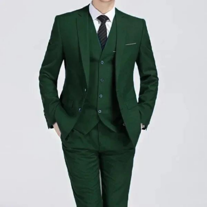 Sophisticated men's three-piece suit, perfect for spring weddings and professional business wear