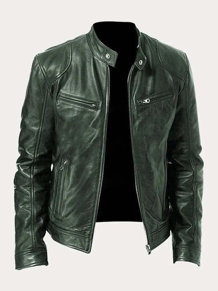 Side profile: Versatile men's jacket. Classic design, ideal for casual and fashionable menswear.