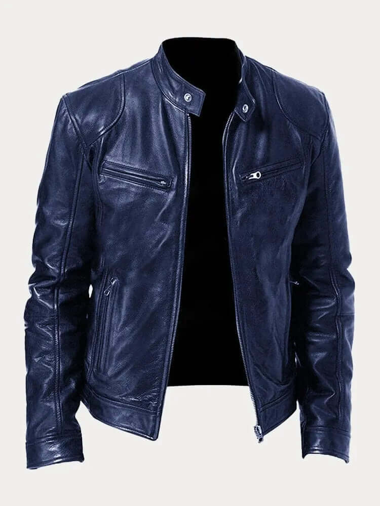 Close-up: Functional zipper on a men's classic jacket. Durable and stylish urban outerwear.