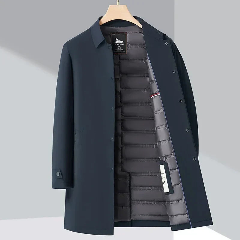 Men's classic water-resistant trench coat, tailored fit for autumn/winter. Stylish outerwear, ideal for everyday warmth.
