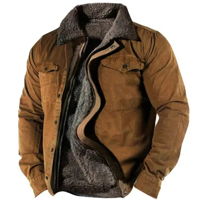 Men's classic western suede jacket, button-down, for casual autumn and winter wear