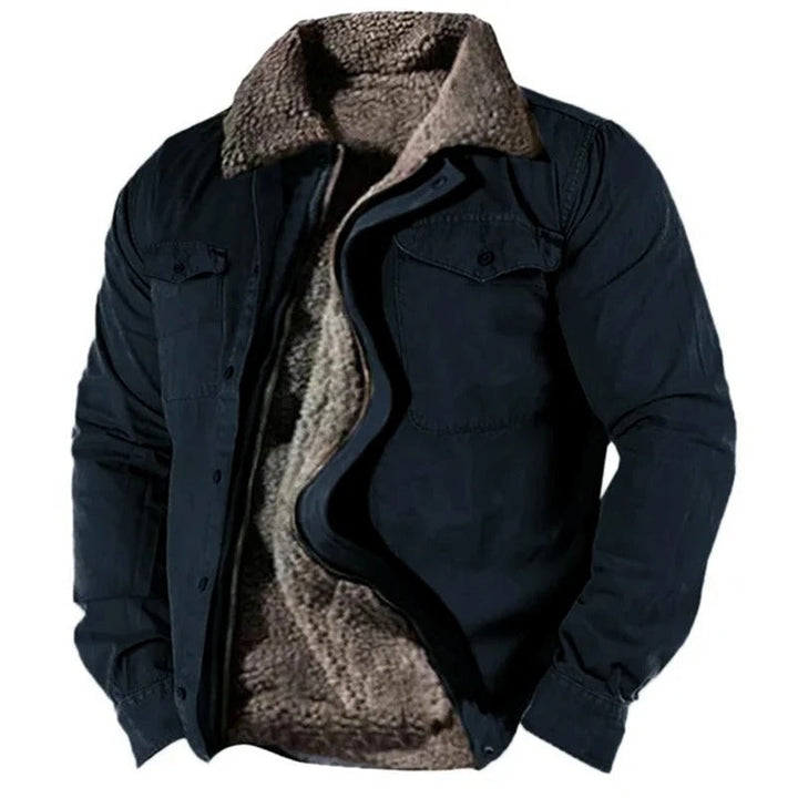 Close-up of men's classic western suede jacket with detailed buttons, autumn wear