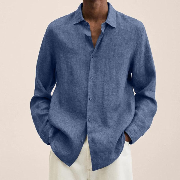 Classic men's long sleeve button down shirt in black, a versatile and essential piece for men's fashion.