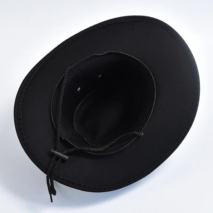 Stylish men's wide brim cowboy hat for summer outdoor wear; a quintessential western fashion accessory.