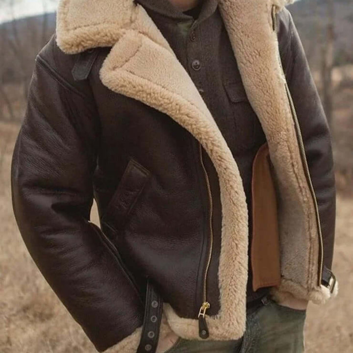 Men's classic winter flying jacket, aviator style warm outerwear for cold weather, stylish casual men's fashion.