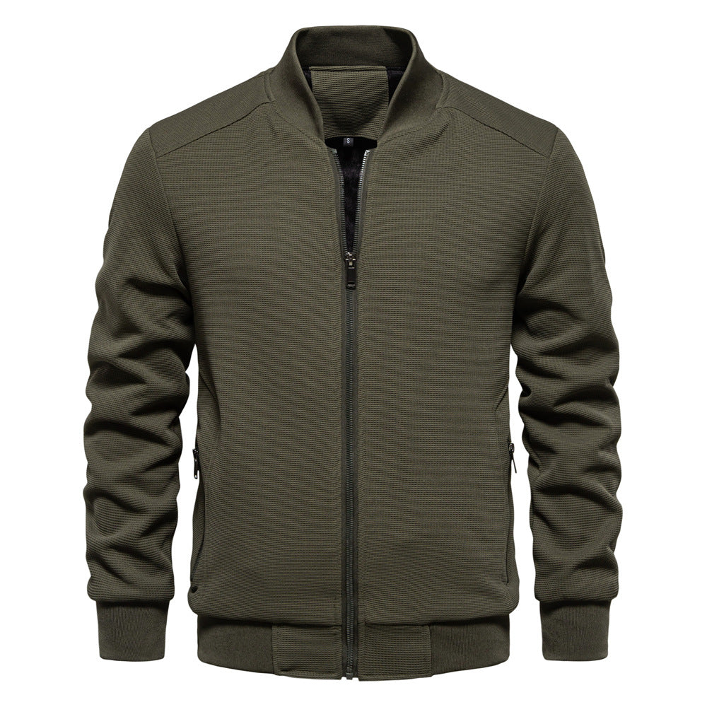 Stylish men's fall bomber jacket, a casual zip-up with a modern design and comfortable fit for daily wear.