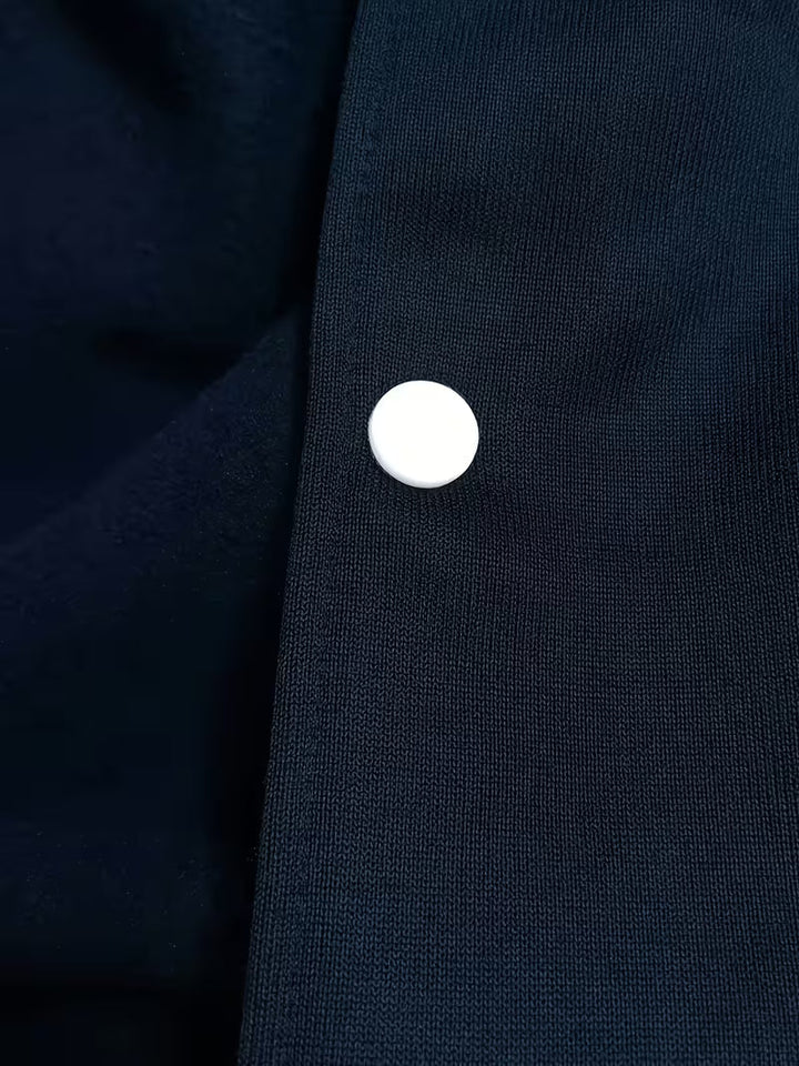 Modern men's color block jacket, zip-up, lightweight, perfect for autumn casual style.