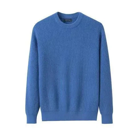 Man wearing a comfortable and stylish everyday pullover sweater, great for casual fall layering.