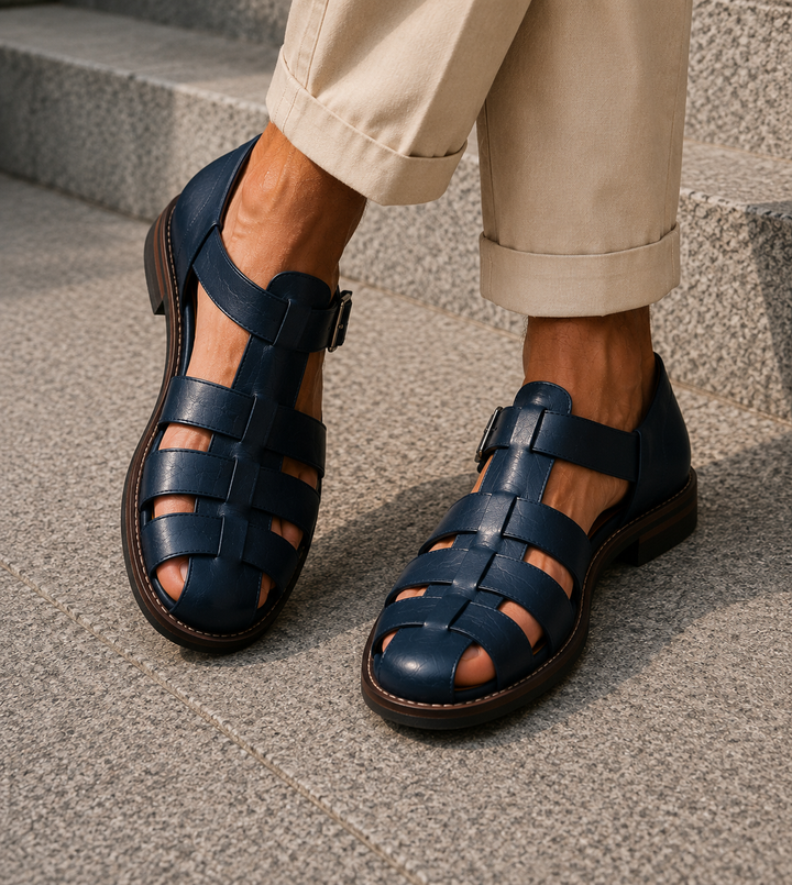 Stylish men's closed-toe fisherman sandals, perfect casual footwear for versatile summer activities.