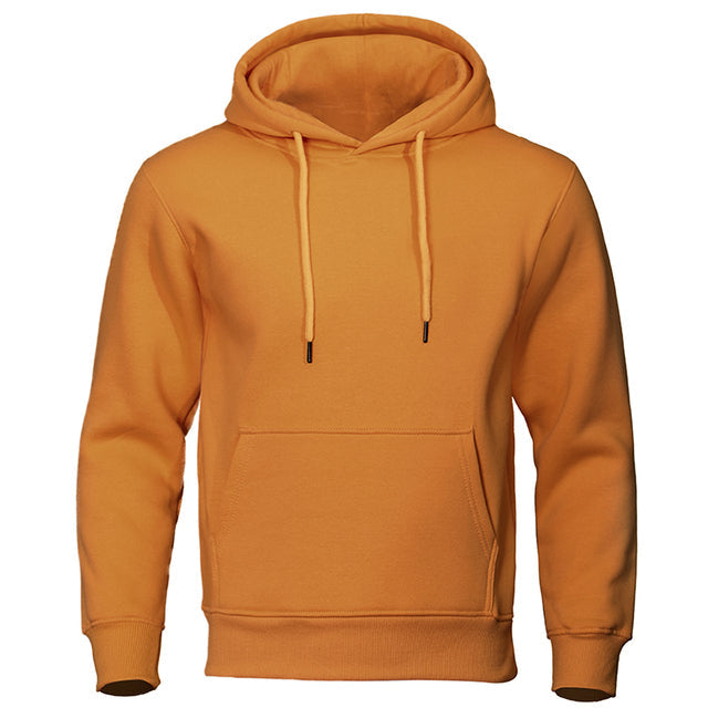 New men's grey pullover hoodie with drawstring hood, ideal for daily comfort and warmth.