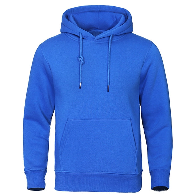 Everyday men's black long-sleeve hoodie, comfortable pullover style for modern men's fashion.