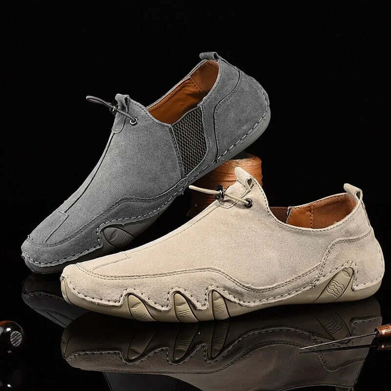 Sleek men's round toe slip-on loafers with flat heel, ultimate comfort for driving & everyday style.