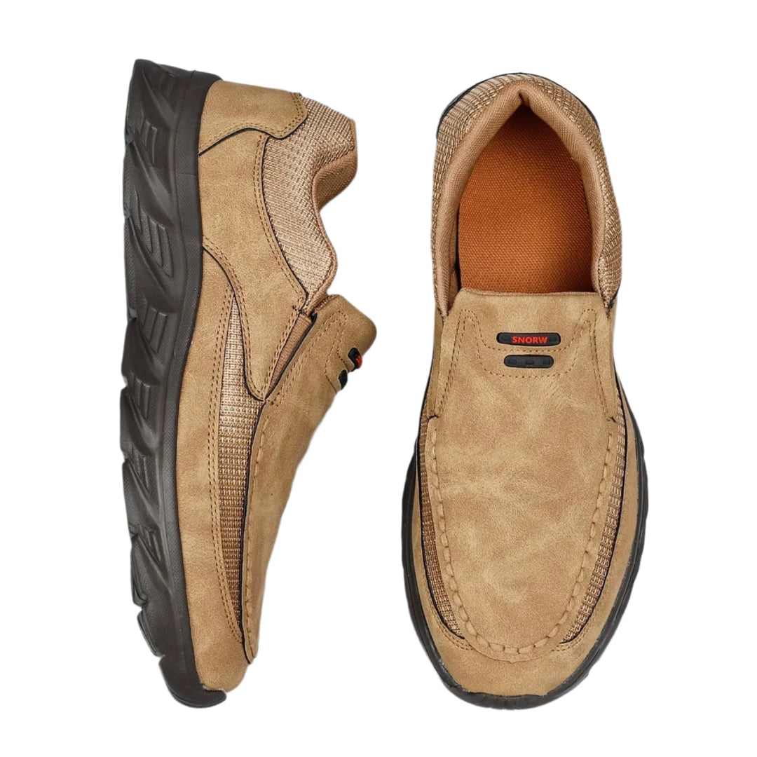 Modern men's casual slip-on loafers with flexible sole, ideal for travel & comfort.