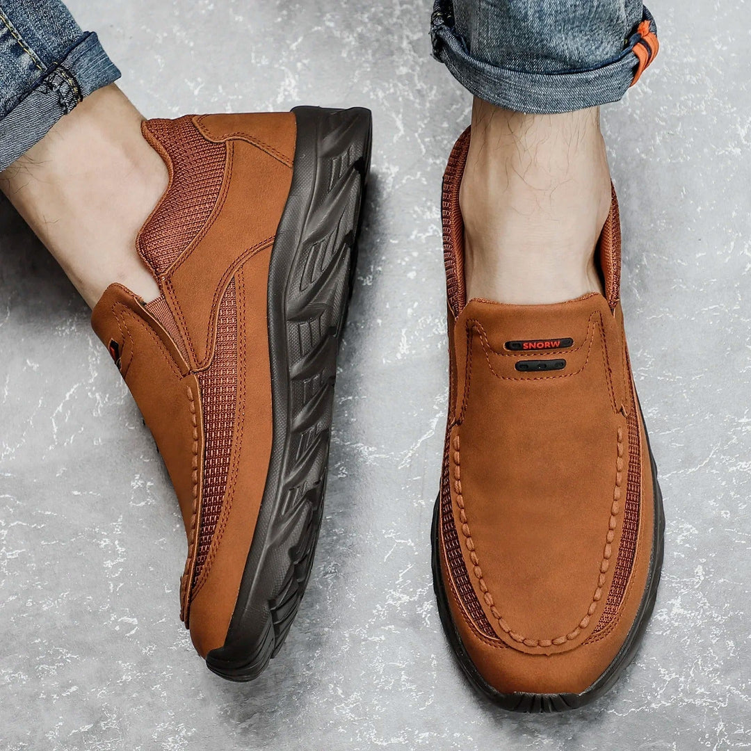 Comfortable men's walking shoes, modern slip-on loafer design, perfect for daily style.