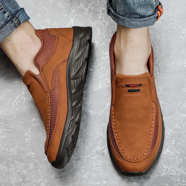 Comfortable men's walking shoes, modern slip-on loafer design, perfect for daily style.