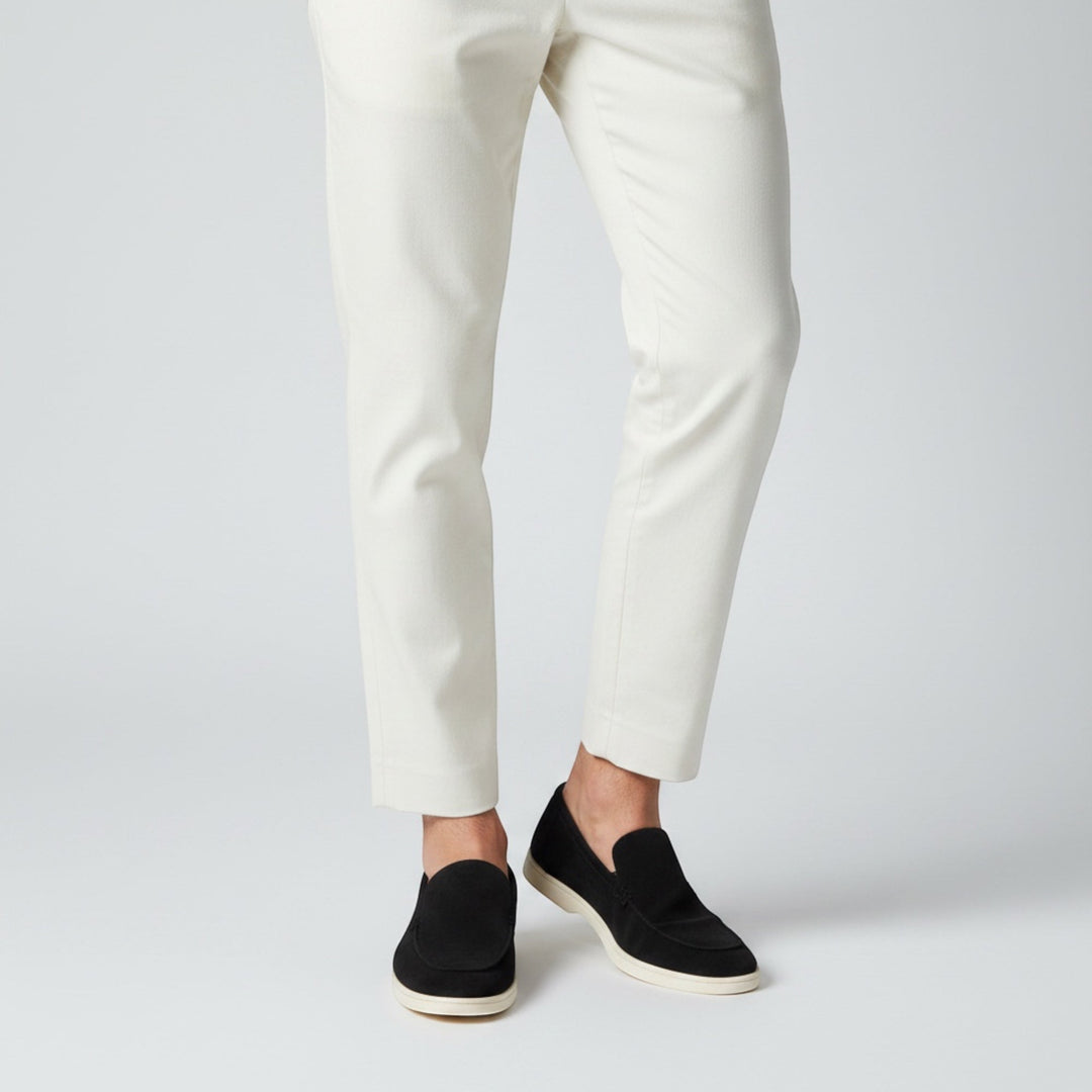 High-quality men's slip-on loafers, showcasing detailed craftsmanship and summer comfort.