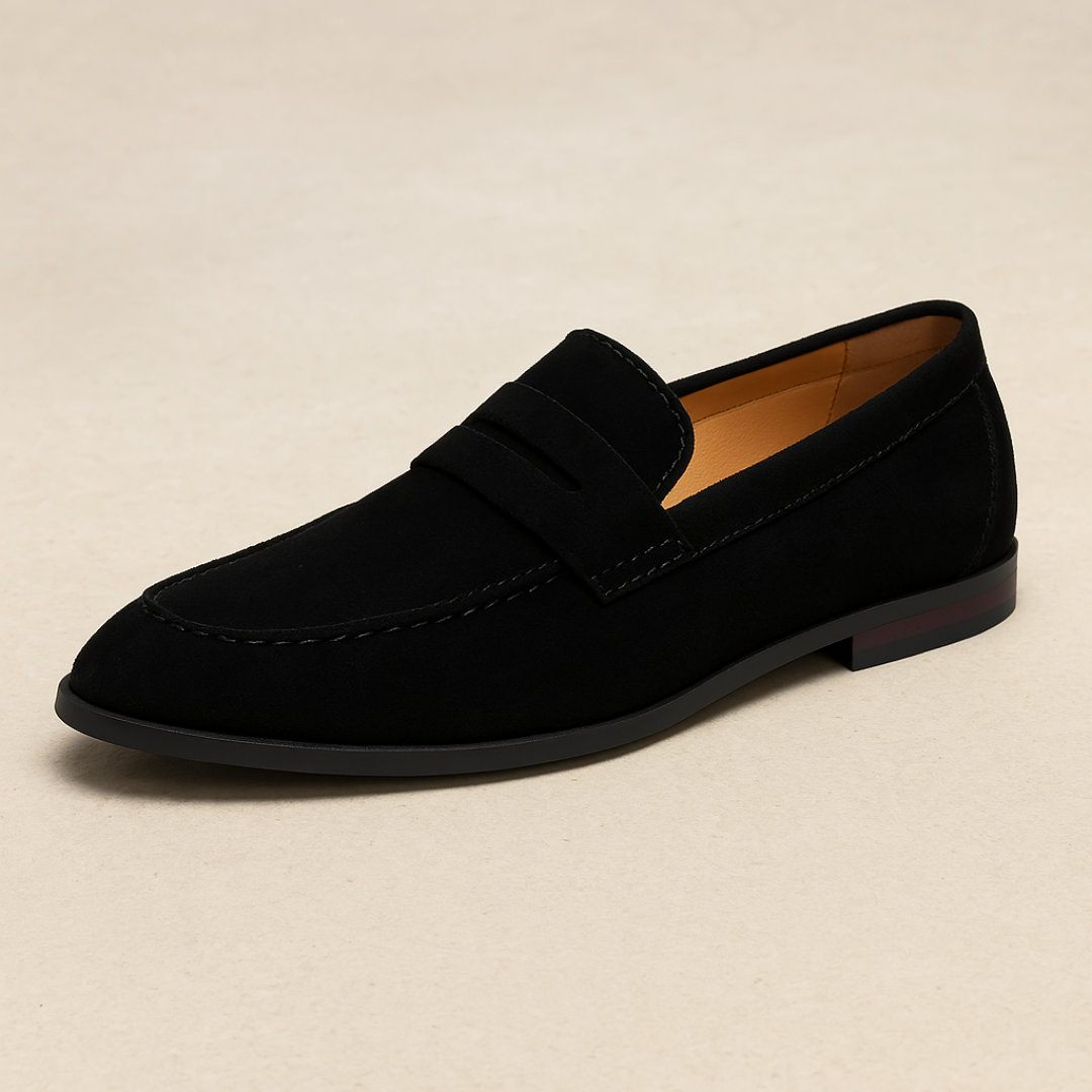 Men's comfortable slip-on penny loafers in classic brown, perfect for versatile casual and office wear.