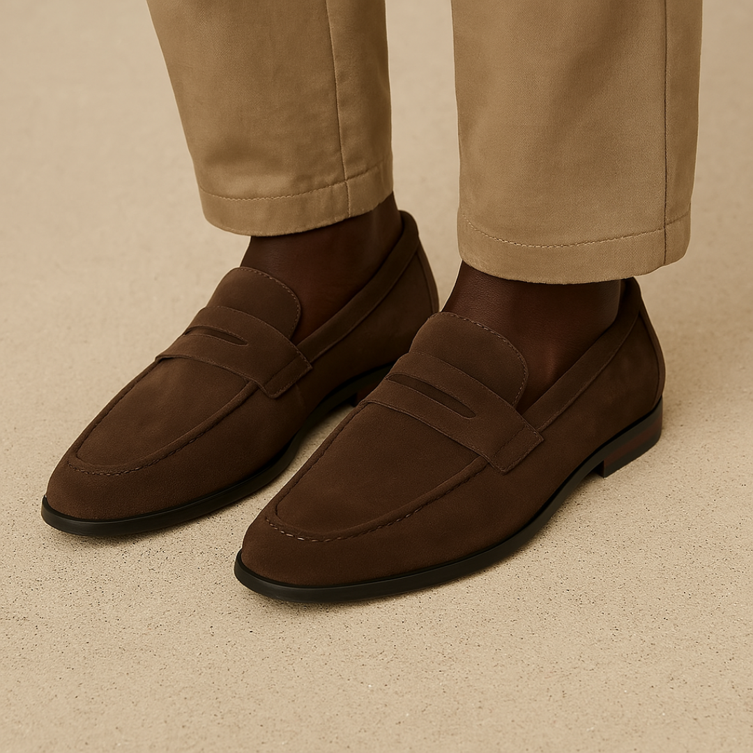 Stylish men's slip-on penny loafers, offering easy wear and a blend of casual and formal elegance.