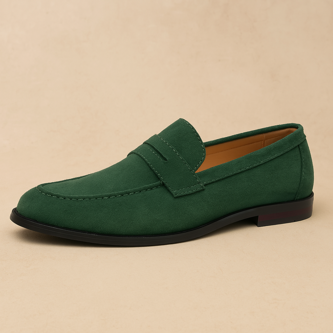 Comfortable men's penny loafers with slip-on design, perfect for easy everyday wear or smart casual office attire.