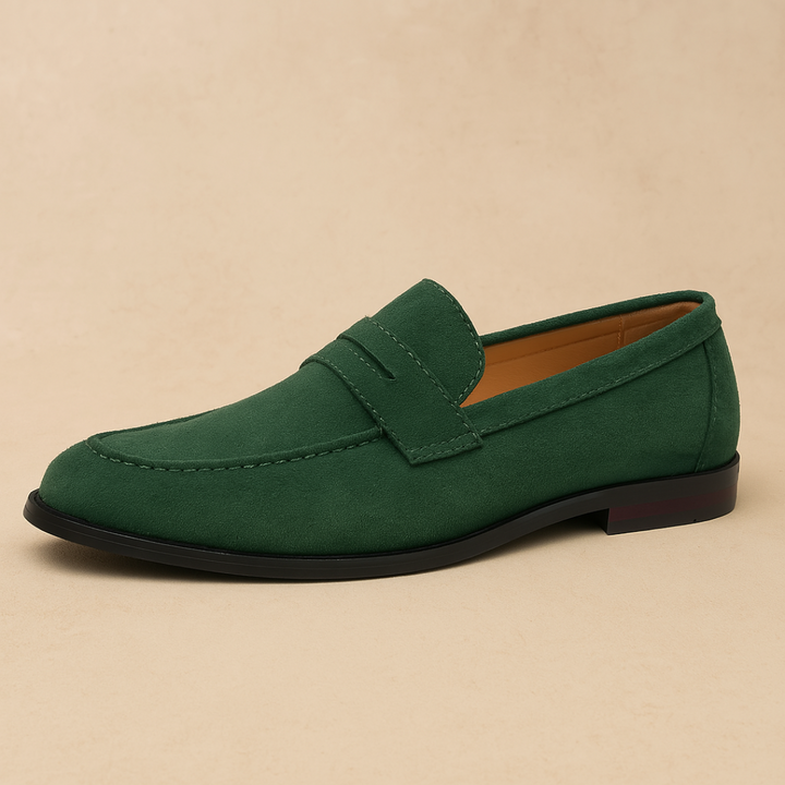 Comfortable men's penny loafers with slip-on design, perfect for easy everyday wear or smart casual office attire.