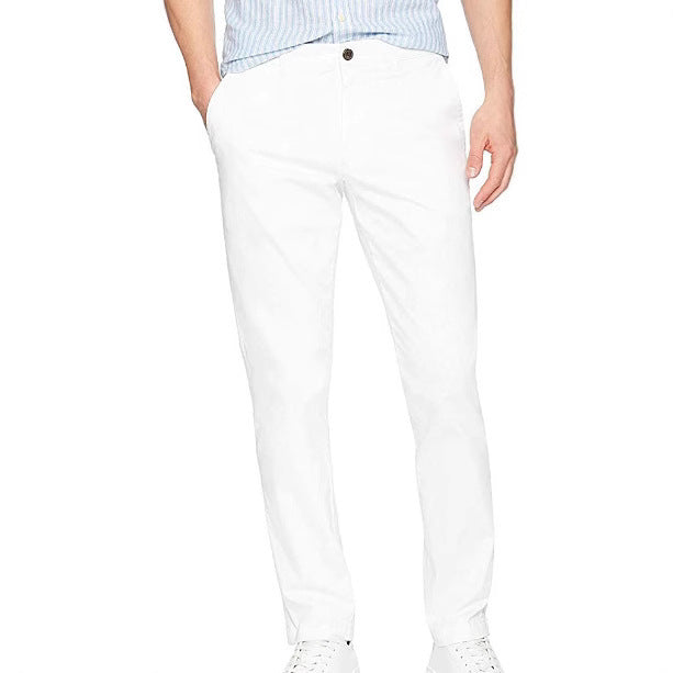 Lightweight men's casual chino pants, elastic waist, perfect for summer comfort & leisure.
