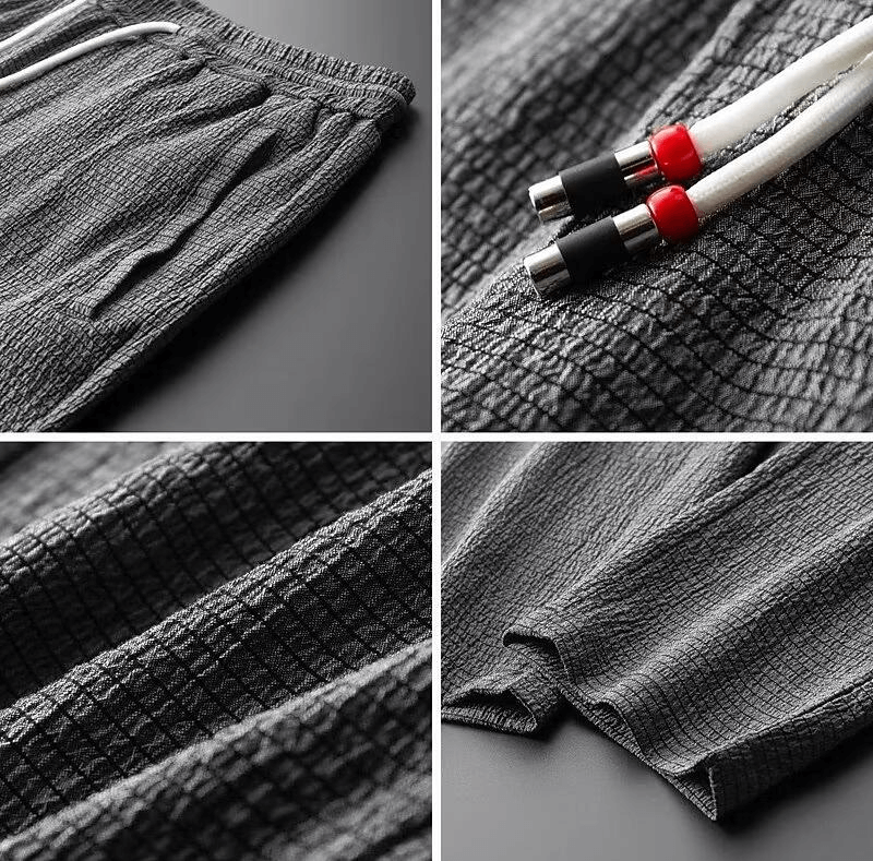 Stylish men's V-neck loungewear set, comfortable two-piece home wear with soft fabric and drawstring pants.
