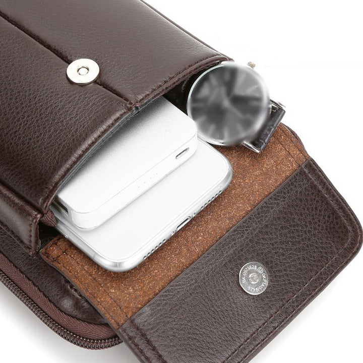 Men's PU leather messenger bag, ideal for daily carry & travel. Compact and functional.