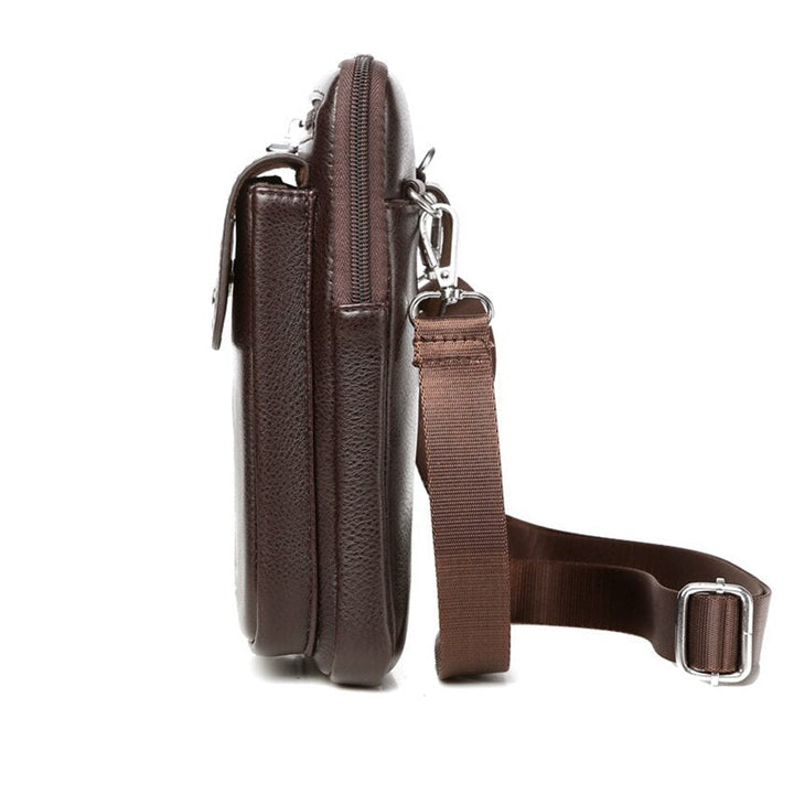 Durable men's PU leather crossbody bag. Ideal for daily essentials, a versatile shoulder bag.