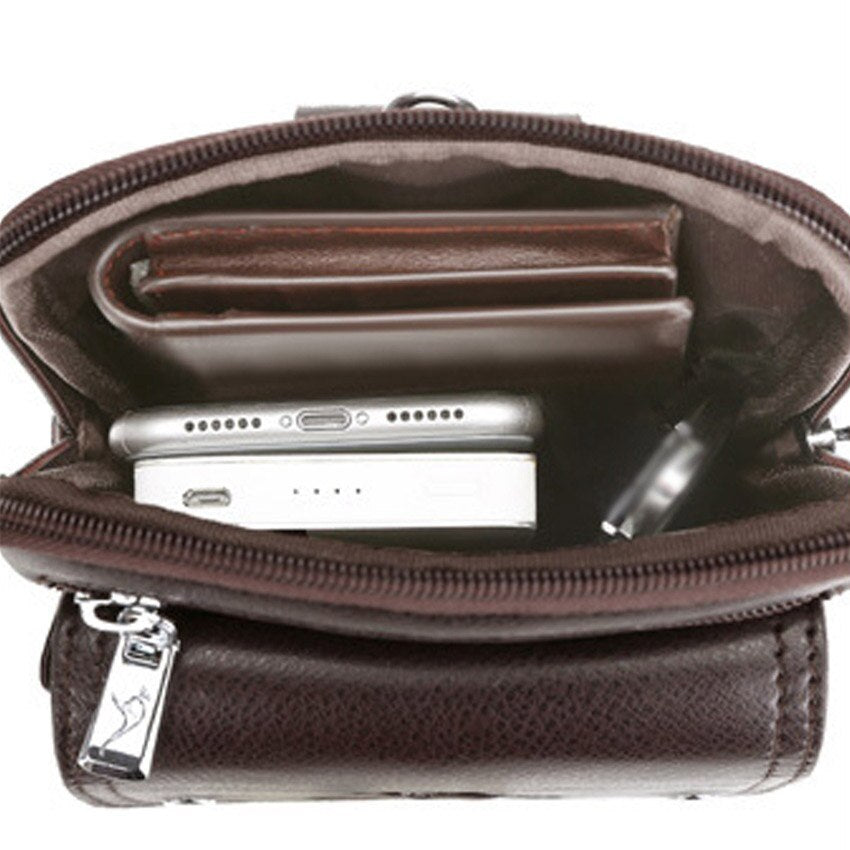 Modern men's compact PU leather shoulder bag. Perfect for daily carry, sleek and practical.
