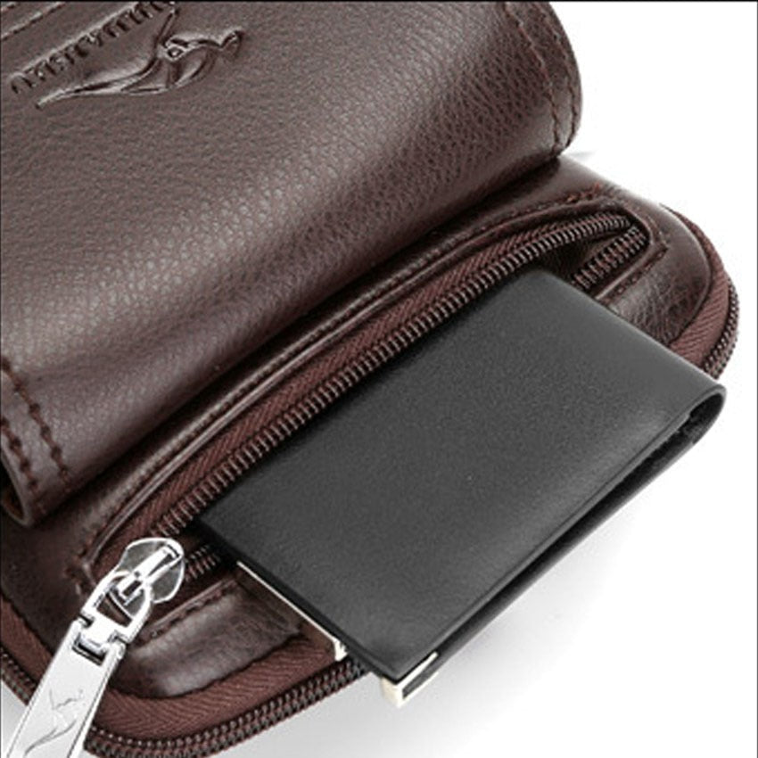 High-quality PU leather men's crossbody bag, compact & stylish, with a comfortable adjustable strap.